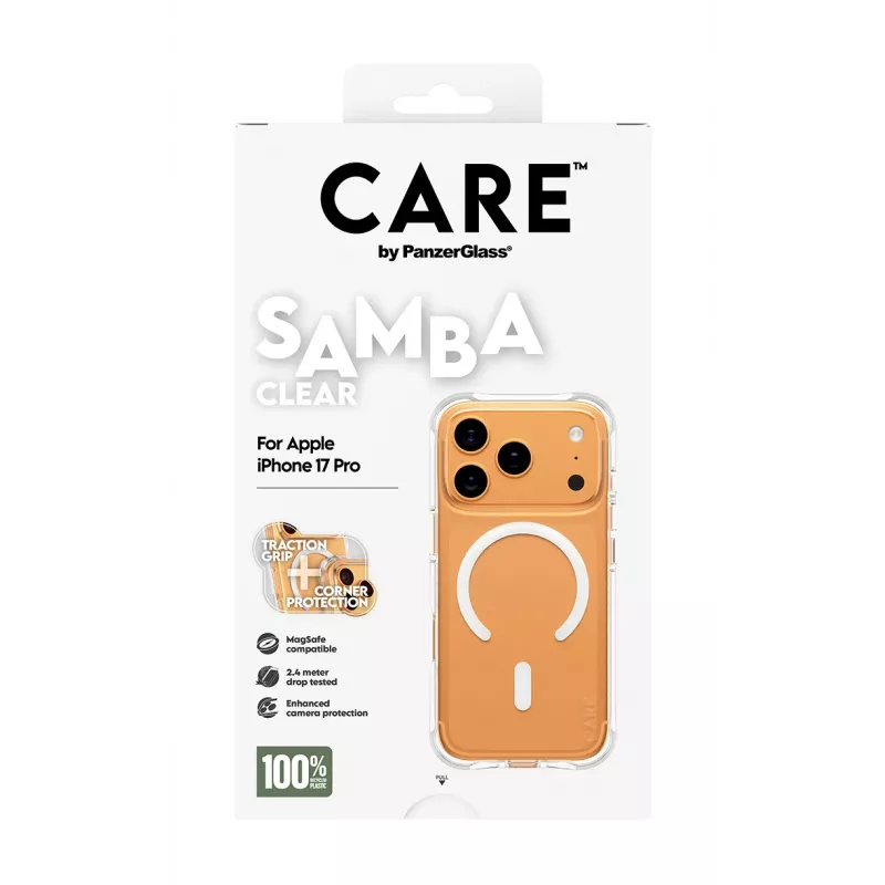 PanzerGlass CARE™ by ® Samba dėklas permatomas su balta MagSafe iPhone 17 Pro