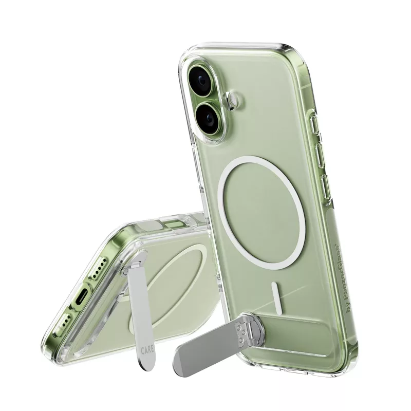 PanzerGlass CARE by Feature dėklas, permatomas su atrama ir MagSafe, skirtas iPhone 17