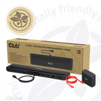 Dokingo stotelė club 3d CSV-2541 USB-C su HDMI ir DisplayPort išvestimis