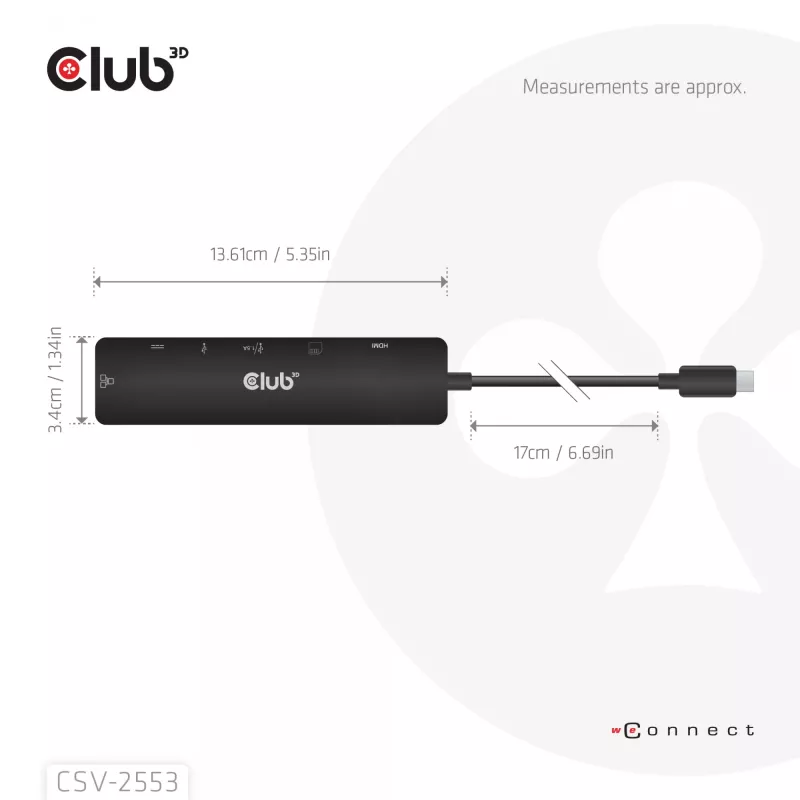 CLUB3D CSV-2553 sąsajos šakotuvas USB Type-C 5000 Mbit/s Juoda