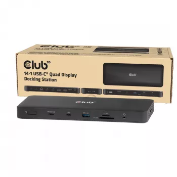 Docking stotelė CLUB 3D 14-1 USB-C Quad Display USB4 su 2× USB 2.0 prievadais