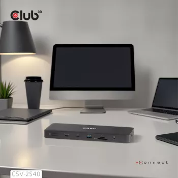 Docking stotelė CLUB 3D 14-1 USB-C Quad Display USB4 su 2× USB 2.0 prievadais