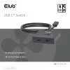 CLUB3D USB-C® dvipusis vaizdo + duomenų + PD jungiklis, USB Type-C, 2x DisplayPort, 7680 x 4320 pikselių, juoda, 8K Ultra HD, 120 Hz