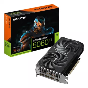 GIGABYTE GeForce RTX 5060 Ti WINDFORCE MAX OC 8G vaizdo plokštė - 8 GB GDDR7, 128 bitų, PCI-E 5.0, 2587 MHz branduolio dažnis, 3 x DP, 1 x HDMI, NVIDIA DLSS 4, GV-N506TWF2MAX OC-8GD