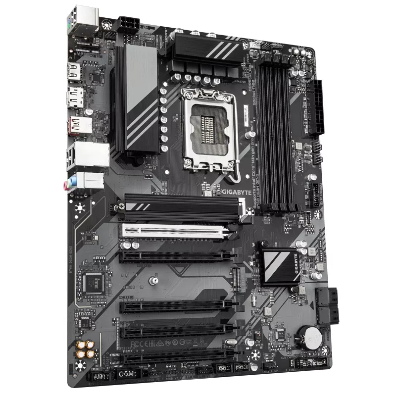 GIGABYTE B760 DS3H GEN5 pagrindinė plokštė – palaiko Intel Core 14-osios kartos procesorius, 8+2+1 fazių skaitmeninis VRM, iki 5600MHz DDR5, 2xPCIe 4.0 M.2, 1GbE LAN, USB 3.2 Gen 2x2