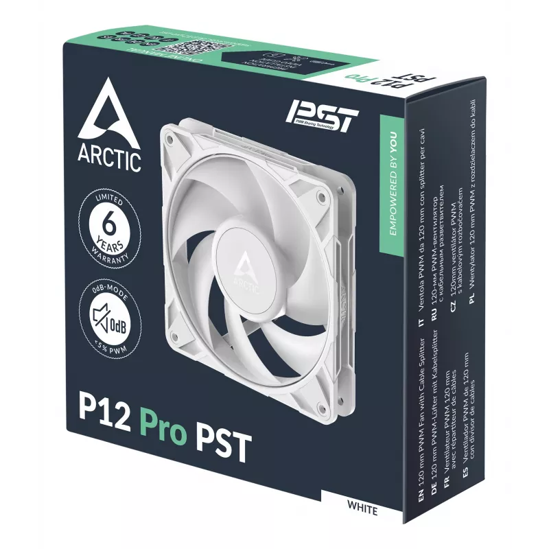 ARCTIC Freezer P12 Pro PST (White) - 120 mm PWM ventiliatorius su kabelio skirstytuvu