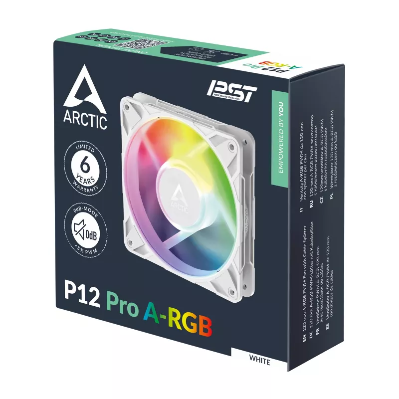 ARCTIC Freezer P12 Pro A-RGB (White) - 120 mm A-RGB PWM ventiliatorius su kabelio dalikliu