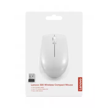 Belaidė kompaktiška pelė Lenovo Compact Mouse su baterija — ambidekstrinė, 1000 DPI, RF belaidė, 3 mygtukai, pilka
