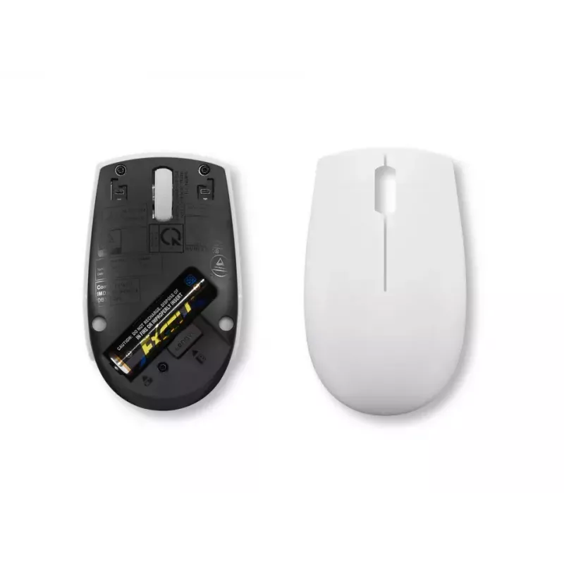 Belaidė kompaktiška pelė Lenovo Compact Mouse su baterija — ambidekstrinė, 1000 DPI, RF belaidė, 3 mygtukai, pilka