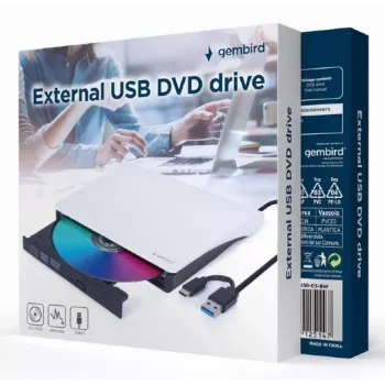 GEMBIRD External USB DVD Drive, Juoda-Balta