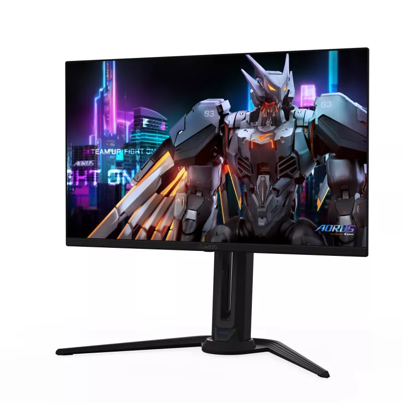 GIGABYTE AORUS FO27Q5P OLED QHD žaidimų monitorius - 2560 x 1440, 500Hz, 0.03ms, KVM, 300 cd/m², FreeSync Premium Pro, DisplayHDR True Juoda 500, DisplayPort 2.1