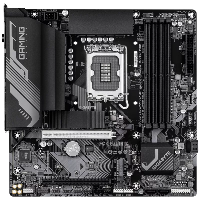 GIGABYTE B760M GAMING X WIFI6E GEN5 Micro ATX pagrindinė plokštė, LGA1700, B760, DDR5 iki 5600MHz, 4 DIMM, 2x PCIe 4.0 M.2, Wi‑Fi 6E, 2.5GbE