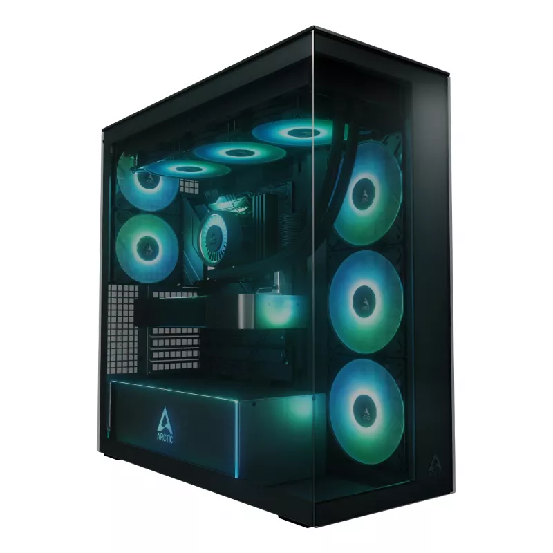 ARCTIC Xtender (Black) Premium E-ATX PC Case, Midi Tower, PC, Black, EATX, Metal, Tempered glass, Gaming
