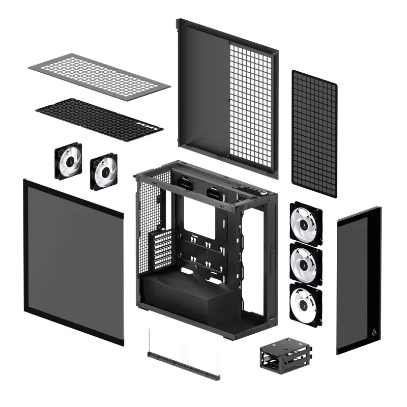 ARCTIC Xtender (Black) Premium E-ATX PC Case, Midi Tower, PC, Black, EATX, Metal, Tempered glass, Gaming