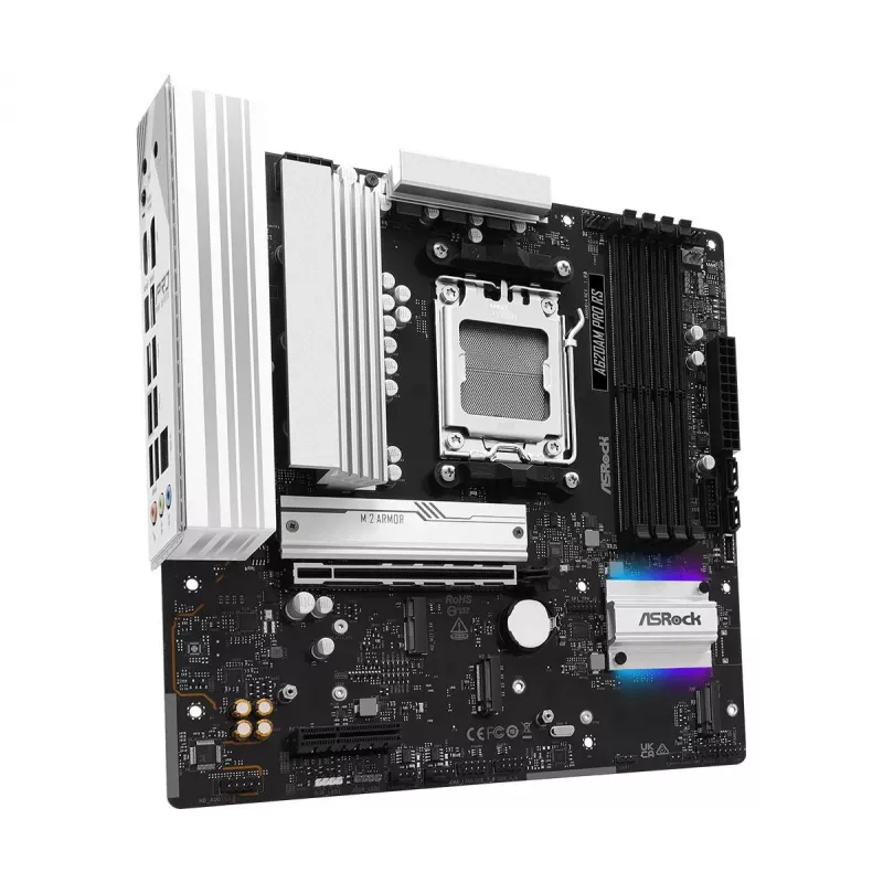 ASRock pagrindinė plokštė A620AM Pro Rs AM5 AMD A620A 4 x DDR5 1 x HDMI 2.1 TMDS/FRL 8G suderinamas 1 x DisplayPort 1.4 su DSC mATX