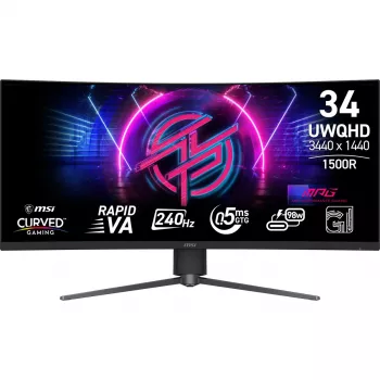 MSI MPG 346CQRF X24 kompiuterio monitorius 86,4 cm (34 colių) 3440 x 1440 pikselių „UltraWide Quad HD“ juodas