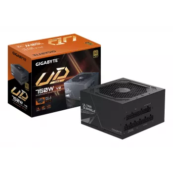 GIGABYTE UD750GM PG5 V2 maitinimo blokas – PCIe Gen 5.1, 80 PLUS Gold, visiškai modulinė konstrukcija, 120 mm ventiliatorius, suderinamas su ATX 3.1, EU kištukas