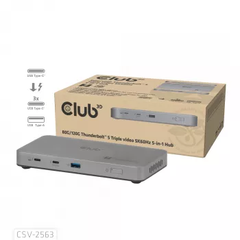 CLUB3D CSV-2563 5-1 Thunderbolt™ 5 Hub Triple video 5K60Hz Thunderbolt™ Share Certifikuotas 180 W