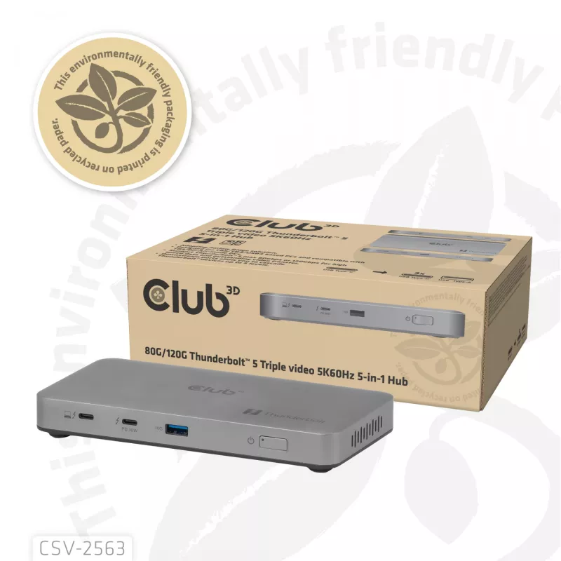 CLUB3D CSV-2563 5-1 Thunderbolt™ 5 Hub Triple video 5K60Hz Thunderbolt™ Share Certifikuotas 180 W