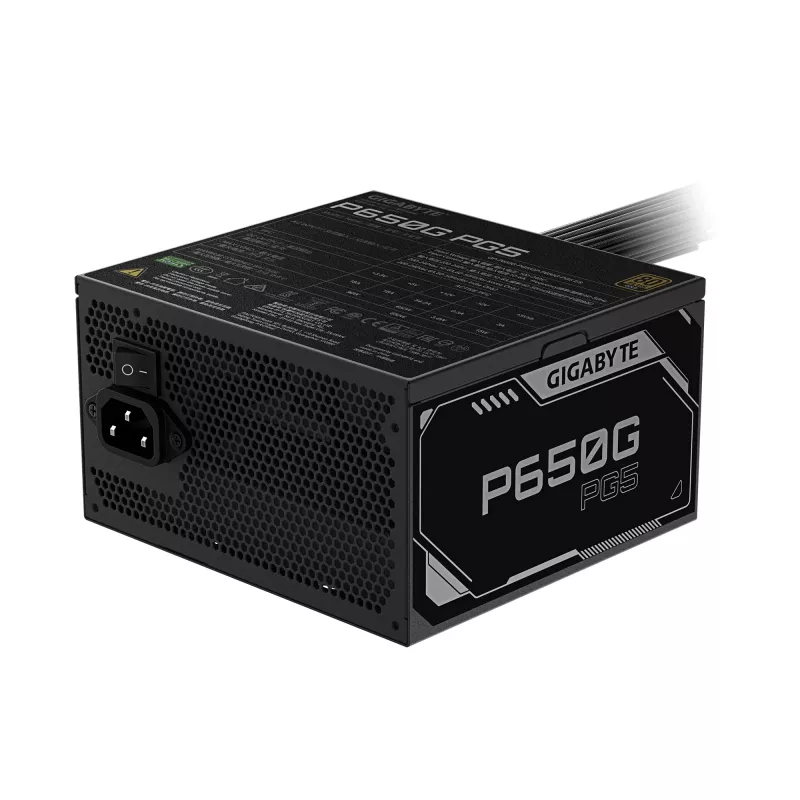 GIGABYTE P650G PCIE 5.1 maitinimo blokas – PCIe 5.1, 80 PLUS Sidabrinė, 120 mm ventiliatorius, suderinamas su ATX 3.1, EU kištukas