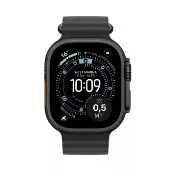 Išmanusis laikrodis „Apple Watch Ultra 3“ GPS + Cellular 49 mm juodo titano korpusas su juoda vandenyno juostele