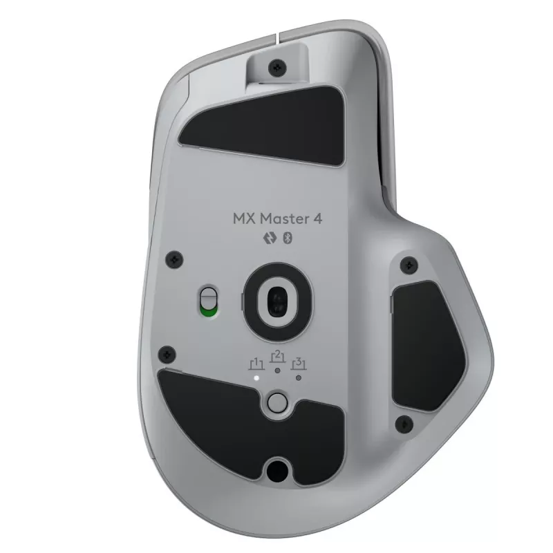 Logitech pelė MX Master 4 — dešinei rankai, lazerinė 8000 DPI, RF belaidis + Bluetooth, 8 mygtukai, pilka