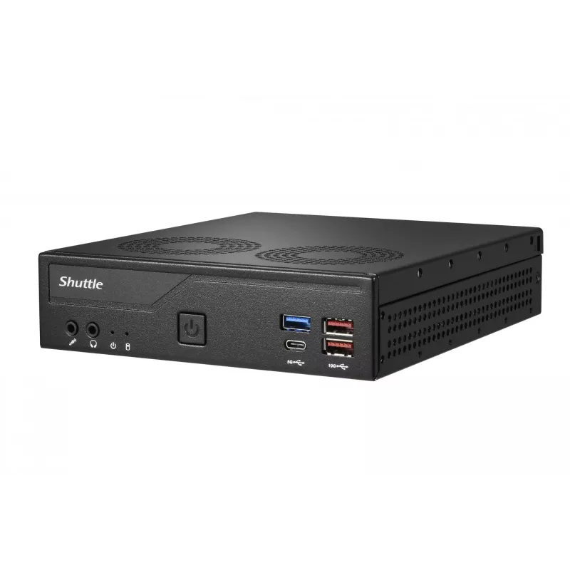 Shuttle Slim PC DH770, S1700, 2x HDMI, 2x DP, 2x 2.5G LAN, 2x COM, 8x USB, 1x 2,5 colio, 2x M.2, 24/7 nuolatinis veikimas, įsk. VESA