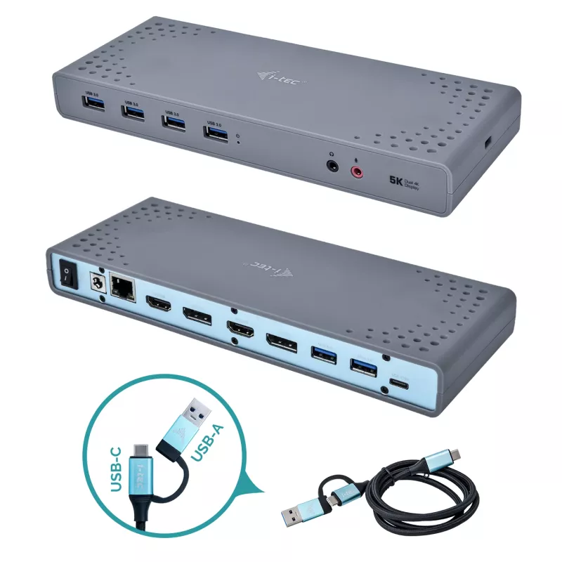 i-tec USB 3.0 / USB-C / Thunderbolt 3 dviejų monitorių dokavimo stotelė