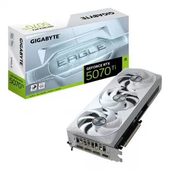 GIGABYTE GeForce RTX 5070 Ti EAGLE OC ICE SFF 16G vaizdo plokštė - 16GB GDDR7, 256bit, PCI-E 5.0, 2542 MHz šerdies dažnis, 3 x DP 2.1a, 1 x HDMI 2.1b, NVIDIA DLSS 4, GV-N507TEAGLEOC ICE-16GD