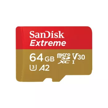 WESTERN DIGITAL Extreme Micro SDXC 64GB+SD adapteris 170MB/s 80MB/s A2 C10 V30 UHS-I U3