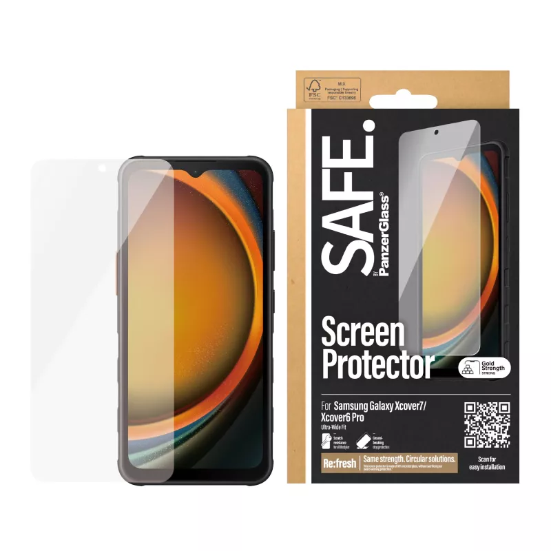 PanzerGlass SAFE. by ® Ekrano apsauga Samsung Galaxy Xcover7 | Xcover6 Pro | Ultra-Wide Fit