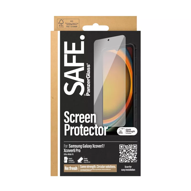 PanzerGlass SAFE. by ® Ekrano apsauga Samsung Galaxy Xcover7 | Xcover6 Pro | Ultra-Wide Fit