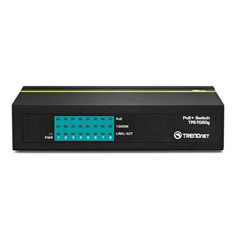 TRENDNET PoE+ komutatorius 8 prievadų Gigabit Greennet 8x Gbe PoE+