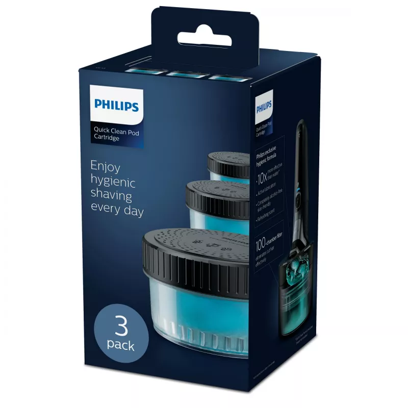 Philips Quick Clean Pod kasetė CC13/50 3 vnt. pakuotė, valymo kasetės elektrinių skustuvų galvutėms
