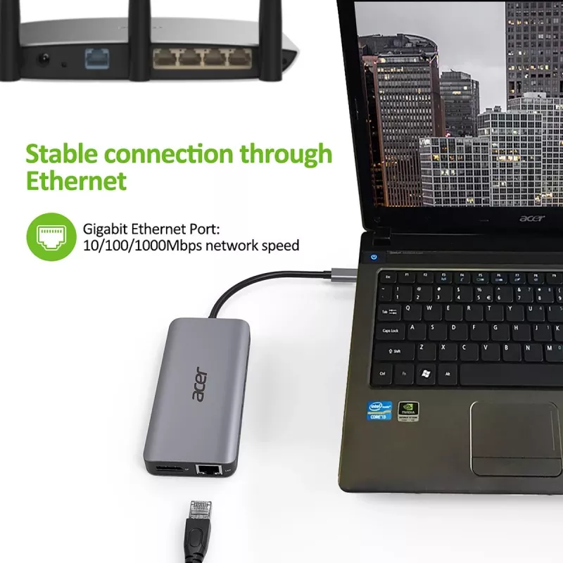 ACER 12in1 Type C Dongle Sidabrinė