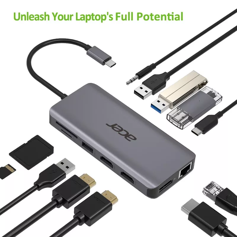 ACER 12in1 Type C Dongle Sidabrinė