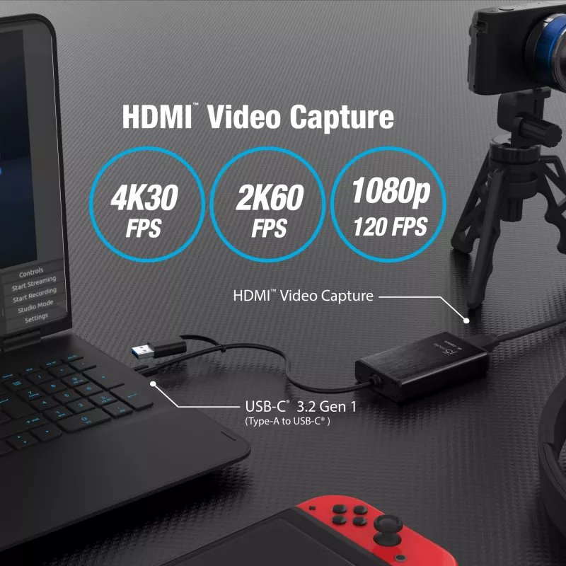 j5create JVA11-N 4K HDMI™ fiksavimo adapteris, juodas, USB 3.2 Gen 1 (3.1 Gen 1), 3840 x 2160 pikselių, aliuminis, 0,19 m, Taivanas