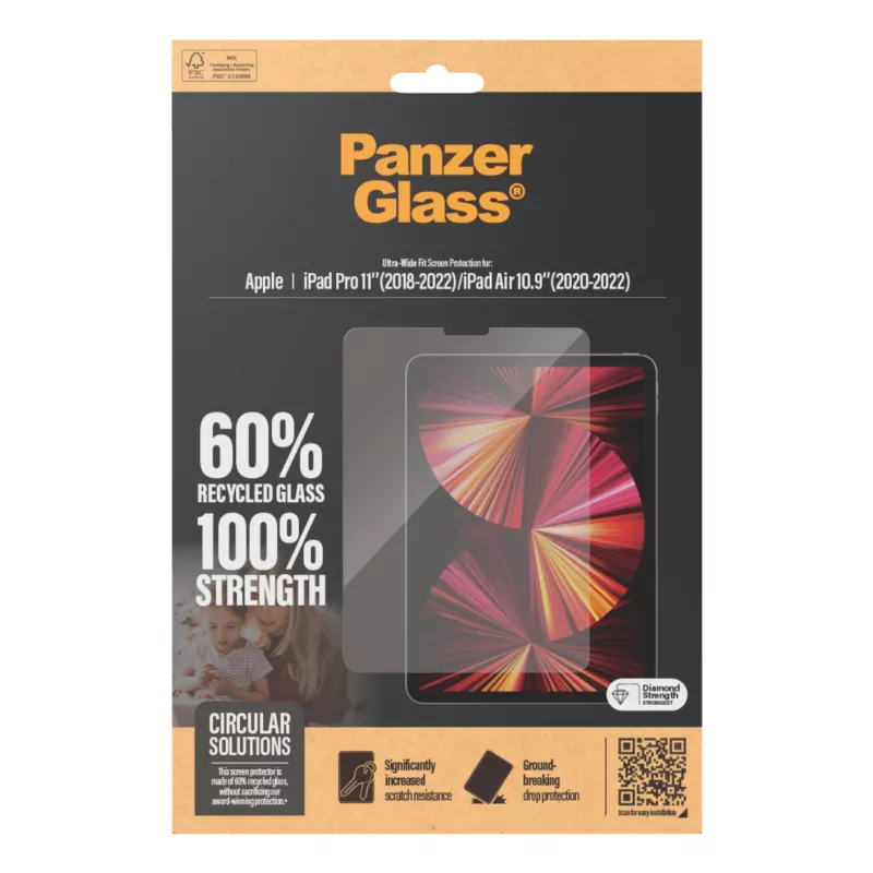 PanzerGlass® ekrano apsauga iPad Pro 11'' (2018-2022) | iPad Air 10.9'' (2020, 2022) | Ultra-Wide Fit