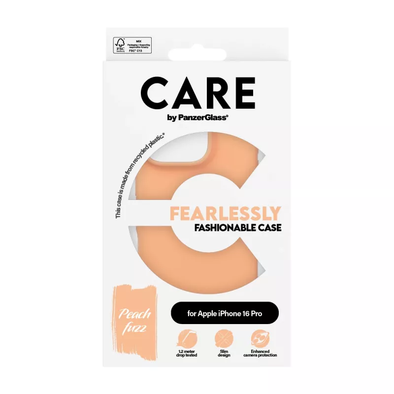 PanzerGlass CARE by madingas dėklas Peachy iPhone 16 Pro permatomas dėklas