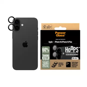 PanzerGlass® Hoops® fotoaparato objektyvo apsauga juoda iPhone 16 | 16 Plus