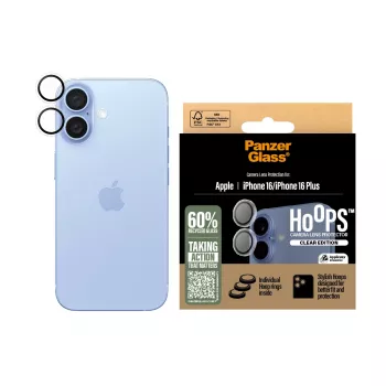 PanzerGlass ® Hoops® Apsauginis fotoaparato lęšio dangtelis Skaidrus iPhone 16 | 16 Plus