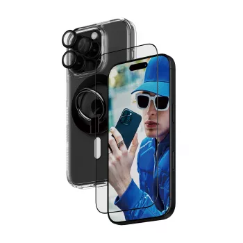 PanzerGlass ® 4-in-1 apsaugos rinkinys iPhone 16 Pro, Apple, Apple - iPhone 16 Pro, sausas uždėjimas, atsparus įbrėžimams, atsparus smūgiams, permatomas, 1 vnt.