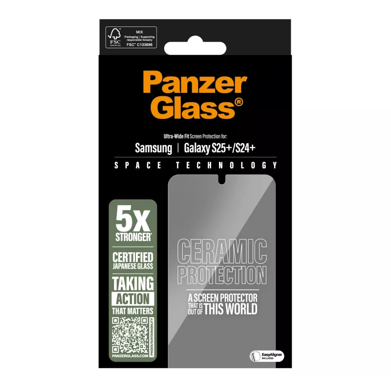 PanzerGlass ® Keraminė ekrano apsauga Samsung Galaxy S25+ | S24+ | Ultra-Wide Fit su EasyAligner