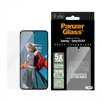 PanzerGlass ® Keraminis ekrano apsauginis stiklas Samsung Galaxy S25 | S24 | Ultra-Wide Fit su EasyAligner