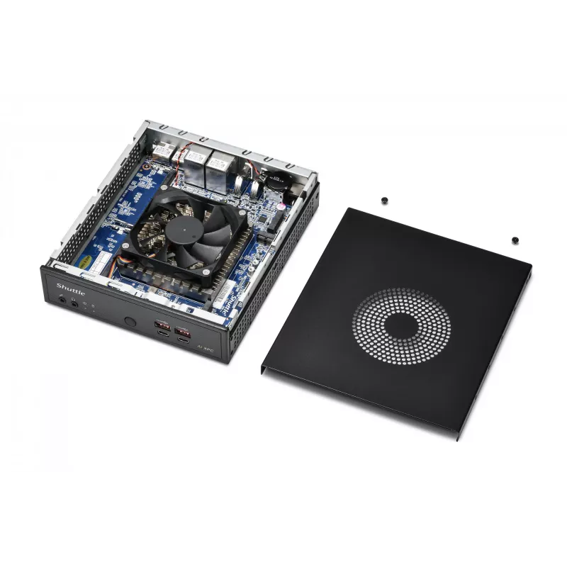 Shuttle Slim AI PC DN11H7 Intel Core Ultra 7 155H, Intel Arc grafika, 2xHDMI, 2x DP, 4x 2.5 Gbit LAN, VESA, 24/7 nuolatinis veikimas