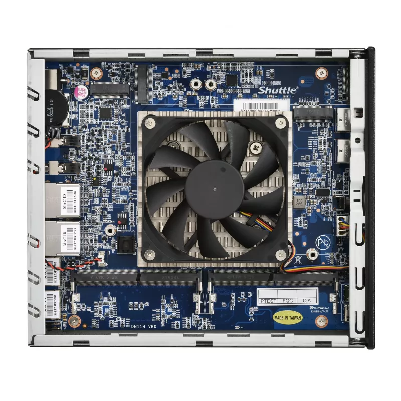 Shuttle Slim AI PC DN11H7 Intel Core Ultra 7 155H, Intel Arc grafika, 2xHDMI, 2x DP, 4x 2.5 Gbit LAN, VESA, 24/7 nuolatinis veikimas