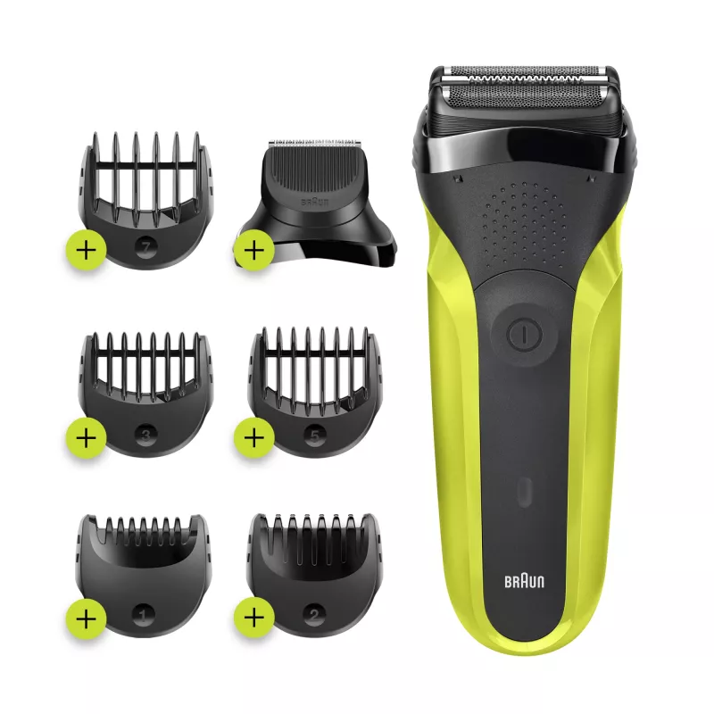 Braun Series 3 Shave&Style 300BT elektrinis skustuvas, vyriškas skustuvas, juodas/žalias