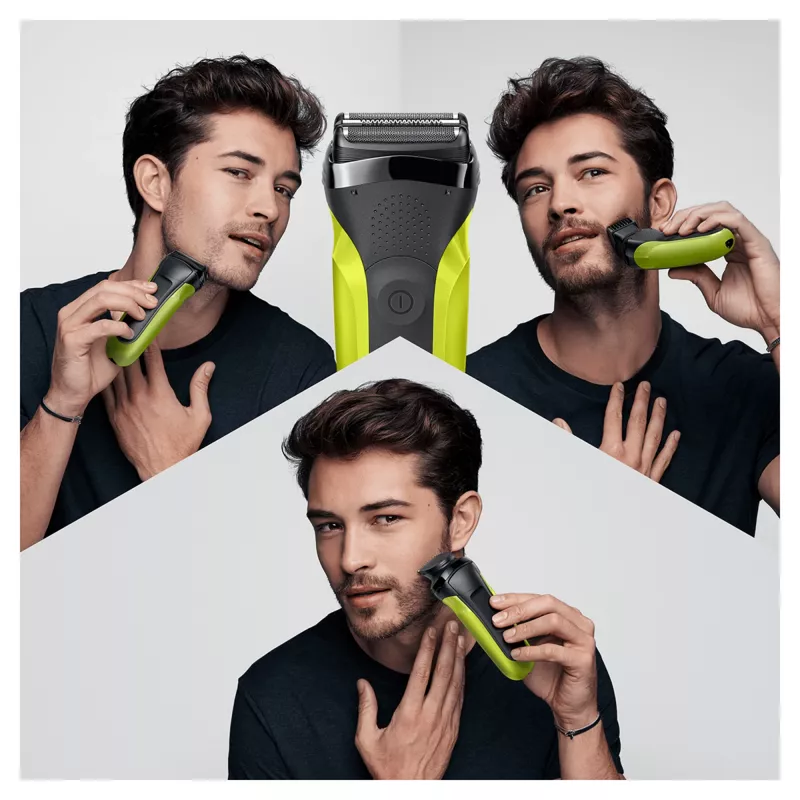 Braun Series 3 Shave&Style 300BT elektrinis skustuvas, vyriškas skustuvas, juodas/žalias