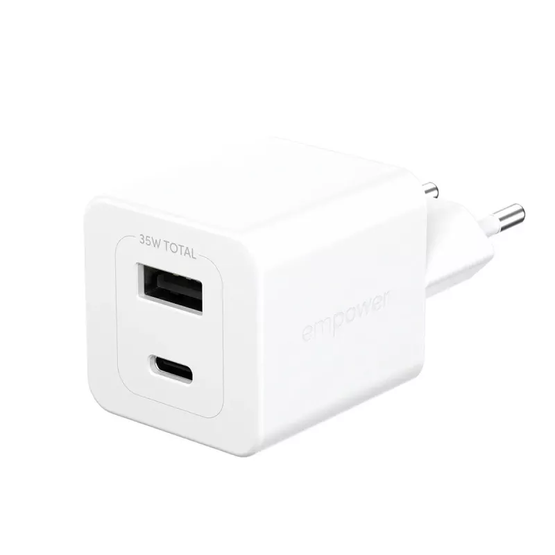 PanzerGlass empower™ by ® Turbo 35W Charger incl. USB-C + USB-A | EU Plug | Sidabrinė White