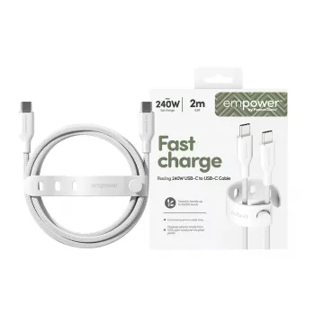 PanzerGlass empower™ by ® Racing 240W USB-C į USB-C laidas | USB 2.0 | 2 m | Sidabrinė balta